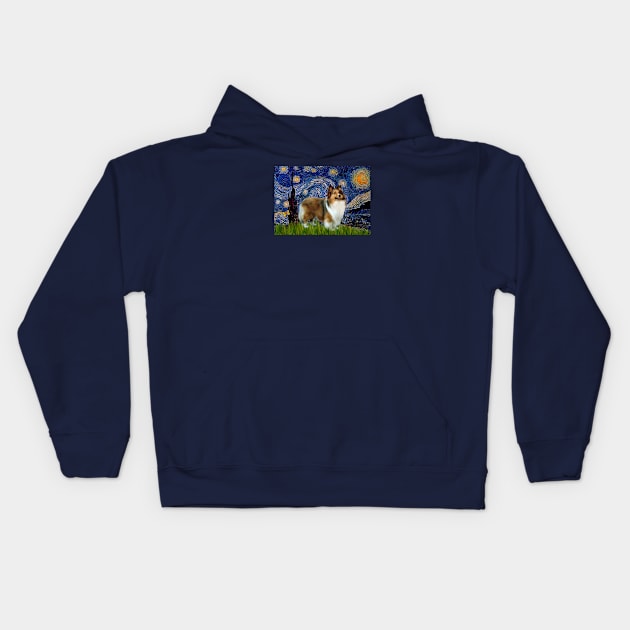 Starry Night Adaptation Featuring a Shetland Sheepdog Kids Hoodie by Dogs Galore and More